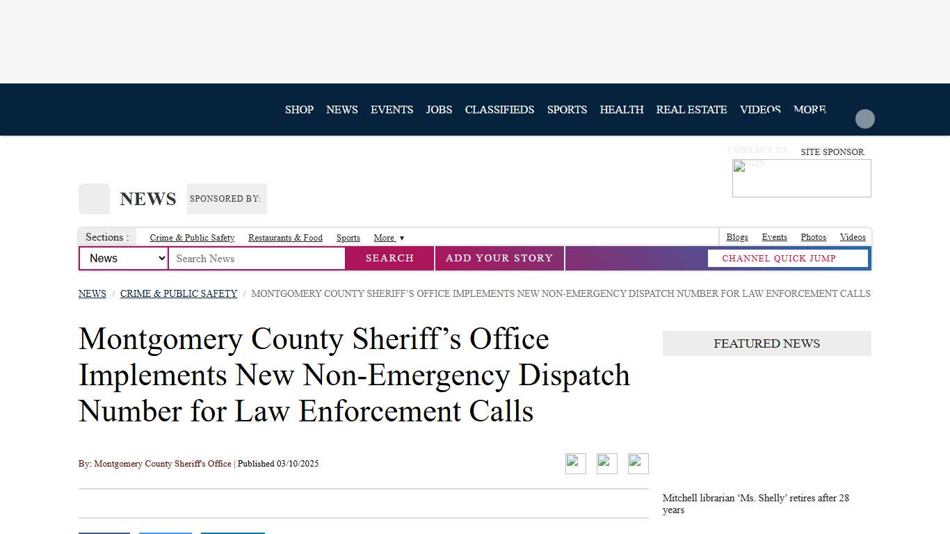 Montgomery County Sheriff’s Office Implements New Non-Emergency Dispatch Number for Law Enforcement Calls Woodlands Online